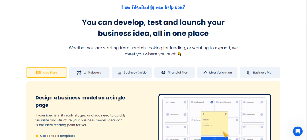 Idea Buddy on Business plan blog